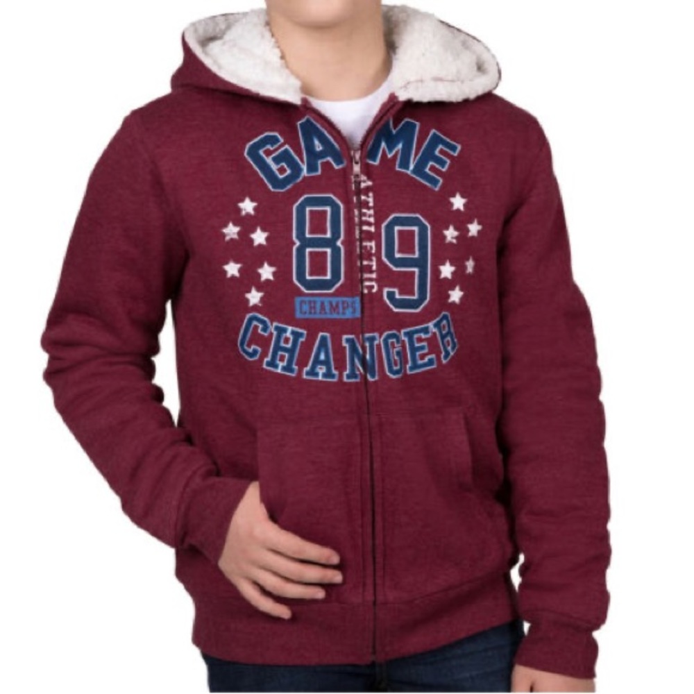 Lee’s Boys Sherpa Lined Hoodie Jacket Heather Red size L (14/16)
